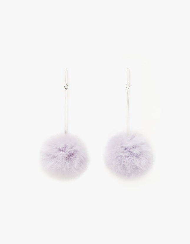 2&quot; Pom Pom Earrings Lavender